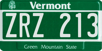 VT license plate ZRZ213