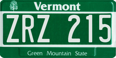VT license plate ZRZ215