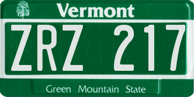 VT license plate ZRZ217