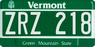 VT license plate ZRZ218