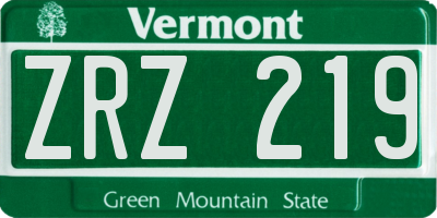 VT license plate ZRZ219