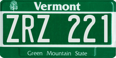 VT license plate ZRZ221