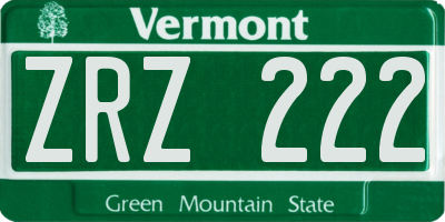 VT license plate ZRZ222