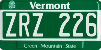 VT license plate ZRZ226