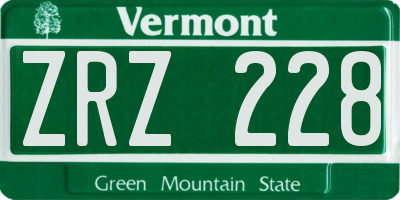 VT license plate ZRZ228