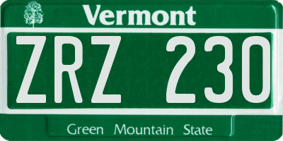 VT license plate ZRZ230