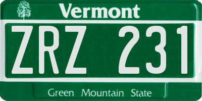VT license plate ZRZ231