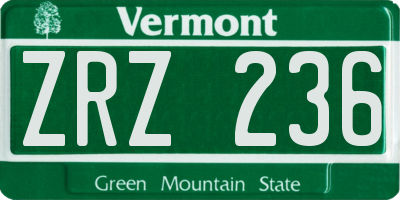 VT license plate ZRZ236