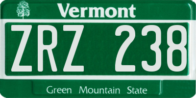 VT license plate ZRZ238