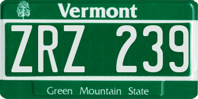 VT license plate ZRZ239