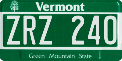 VT license plate ZRZ240