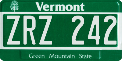 VT license plate ZRZ242