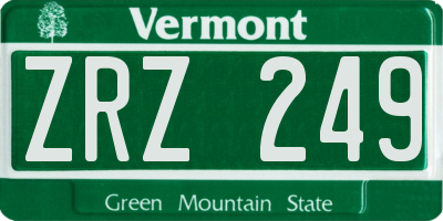 VT license plate ZRZ249