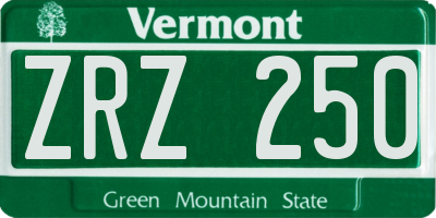VT license plate ZRZ250