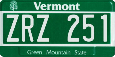 VT license plate ZRZ251