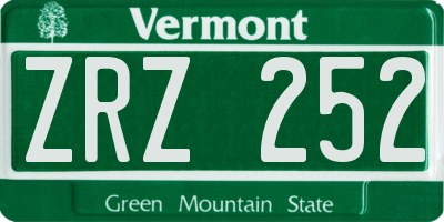 VT license plate ZRZ252