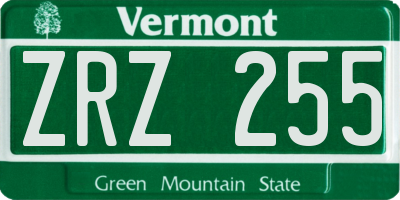 VT license plate ZRZ255