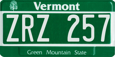 VT license plate ZRZ257