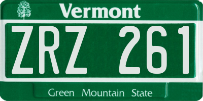 VT license plate ZRZ261