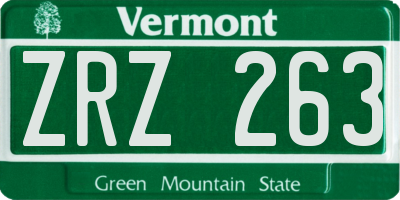 VT license plate ZRZ263