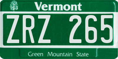 VT license plate ZRZ265