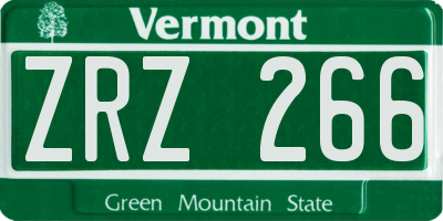 VT license plate ZRZ266