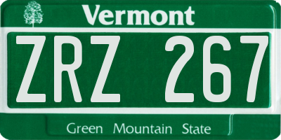 VT license plate ZRZ267