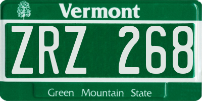 VT license plate ZRZ268