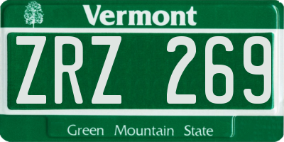 VT license plate ZRZ269