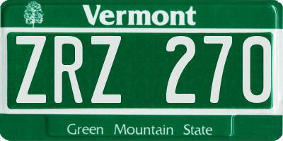 VT license plate ZRZ270