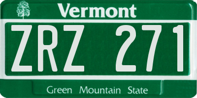 VT license plate ZRZ271