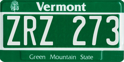 VT license plate ZRZ273