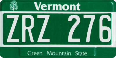 VT license plate ZRZ276
