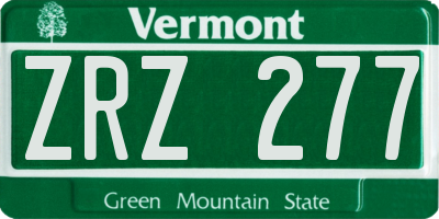VT license plate ZRZ277