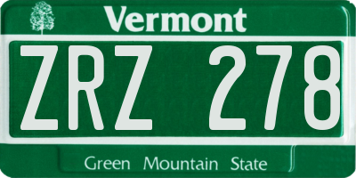 VT license plate ZRZ278