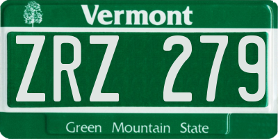 VT license plate ZRZ279