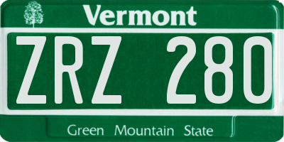 VT license plate ZRZ280