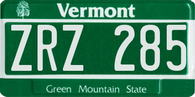 VT license plate ZRZ285