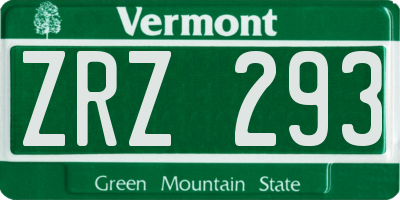 VT license plate ZRZ293