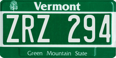 VT license plate ZRZ294
