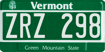 VT license plate ZRZ298