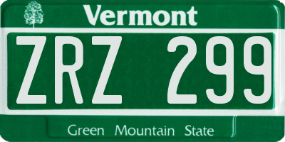 VT license plate ZRZ299