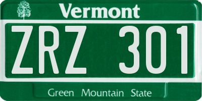 VT license plate ZRZ301