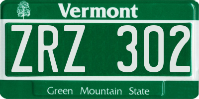 VT license plate ZRZ302