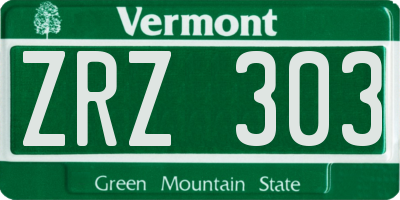 VT license plate ZRZ303