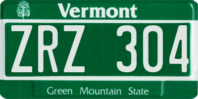 VT license plate ZRZ304