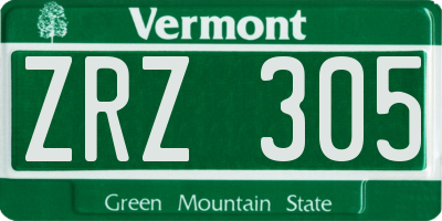 VT license plate ZRZ305
