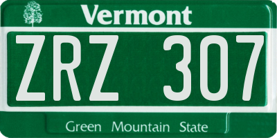 VT license plate ZRZ307