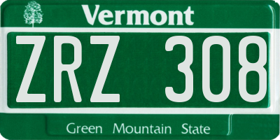 VT license plate ZRZ308