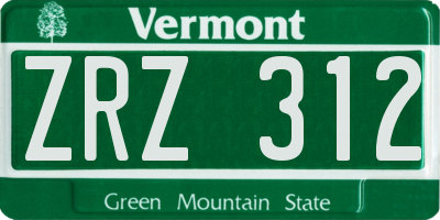 VT license plate ZRZ312